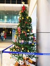 Beautiful view of Christmas Tree decoration with bell, gift box and Star. Done at entrance of Columbia Asia Referral Hospital