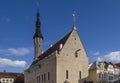 Beautiful view of the Church of the Holy Spirit, Tallinn, Estonia on a sunny day Royalty Free Stock Photo