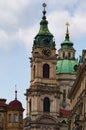 Beautiful view of the Church of St. Nicholas in the Malostranske Square. Prague. Czech Republic Royalty Free Stock Photo