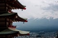 Beautiful view of a Chureito Pagoda with Mount Fuji at Arakurayama Sengen park Royalty Free Stock Photo
