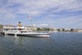 Beautiful view of the city of Geneva with boats on Lake Geneva, Switzerland. Royalty Free Stock Photo