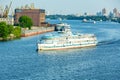 Beautiful view of the city, the river and ships. Royalty Free Stock Photo