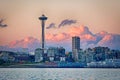 Beautiful view of the city of Seattle, USA with the beautiful colorful clouds in the background