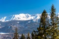 A beautiful view of the city of Zakopane lying at the foot of the Polish Tatra Mountains. Sunny, beautiful day in the winter, snow Royalty Free Stock Photo