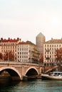 Beautiful view of a cityscape with historic buildings in the city of Lyon, France Royalty Free Stock Photo