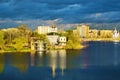 Beautiful view of cityscape in the summer. Church of Blessed Xenia of St. Petersburg on the riverbank of the river Southern Bug Royalty Free Stock Photo