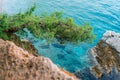 Beautiful view from the cliff to the clear azure sea Royalty Free Stock Photo