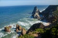 Beautiful view of cliffs and the sea in Praia da Ursa, Portug