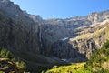 Beautiful view of cliffs and waterfall. Cirque de Gavarnie, France. Royalty Free Stock Photo