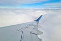 Beautiful view of the clouds from the window of the flying plane Royalty Free Stock Photo
