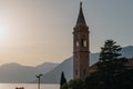 Beautiful Sunset view of the coast of Kotor Bay and St.Eustace& x27;s Church in the village Dobrota in Montenegro. Church Royalty Free Stock Photo