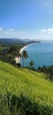 Beautiful view on the coast of palawan island, long white beach in the distance, Philippines.