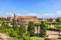 Beautiful view on the Coliseum and the Arch of Constantine in Rome, Italy Royalty Free Stock Photo