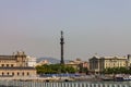 Beautiful view of the Colon Monument in Port Vell, old harbor of Barcelona, Spain