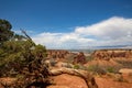 Beautiful view of the Colorado National Monument under a partly cloudy sky. Royalty Free Stock Photo