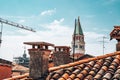 Beautiful view of colorful facades and roofs of old medieval houses in Venice, Italy Royalty Free Stock Photo