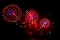 Beautiful view of colorful fireworks over the Lake Michigan near Chicago, IL in the night sky Royalty Free Stock Photo