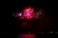 Beautiful view of colorful fireworks over the Lake Michigan near Chicago, IL in the night sky Royalty Free Stock Photo