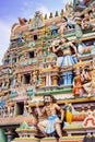 Beautiful view of colorful gopura in the Hindu Temple,chennai, T