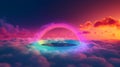 Beautiful view of colorful rainbow ring over colorful clouds generative AI Royalty Free Stock Photo