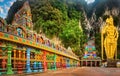 Colorful stairs of Batu caves, Malaysia. Panorama