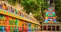 Colorful stairs of Batu caves, Malaysia. Panorama