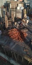 A beautiful view of Construction work going on the roof of a developing building