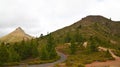 Beautiful view of the countryside around Roque de los Brezos and Roque Imoque mountain with Canary pine trees in Ifonche,Tenerife. Royalty Free Stock Photo