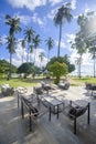 Beautiful view of Cozy bungalow with Green tropical garden on phi phi island, Thailand Royalty Free Stock Photo