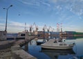 Beautiful view on cranes of shipyard Uljanik in Pula Royalty Free Stock Photo