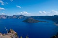 Wizard Island and Crater Lake from Merriam Point Royalty Free Stock Photo