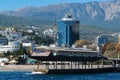 Beautiful view of Crimean resort Yalta from Black Sea.