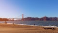 Beautiful view from Crissy Field beach of famous Golden Gate Bridge Royalty Free Stock Photo