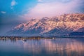 A beautiful view of Dal Lake in winter, Srinagar, Kashmir, India Royalty Free Stock Photo