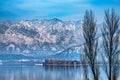 A beautiful view of Dal Lake in winter, Srinagar, Kashmir, India Royalty Free Stock Photo