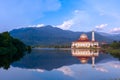 Beautiful view of Darul Quran mosque with reflections during sunset at Kuala Kubu, Selangor, Royalty Free Stock Photo