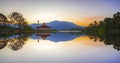 Beautiful view of Darul Quran mosque with reflections during sun