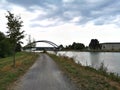 Beautiful view of  the Datteln-Hamm canal  and a bridge Royalty Free Stock Photo