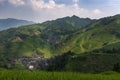 Beautiful view of the Dazhai village and the surrounding Longsheng Rice Terraces in the province of Guangxi in China Royalty Free Stock Photo