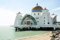 Melaka Straits Mosque, Masjid Selat Melaka, located in the city of Melaka Melacca Malaysia Royalty Free Stock Photo