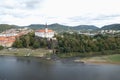 Beautiful view of decin city from pastyrska stena rock