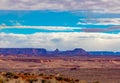 Beautiful view of a desert and a canyon with the beautiful clouds in the sky in the background Royalty Free Stock Photo