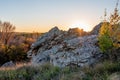 Beautiful view of Don steppe in autumn lit by setting sun Royalty Free Stock Photo