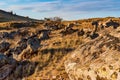 Beautiful view of Don steppe in autumn lit by setting sun Royalty Free Stock Photo