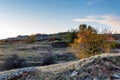 Beautiful view of Don steppe in autumn lit by setting sun Royalty Free Stock Photo