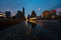 Beautiful view of downtown Austin architectures reflection in a pond on the Congress Street Bridge Royalty Free Stock Photo