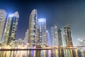 Beautiful view of Dubai Marina skyline at night Royalty Free Stock Photo