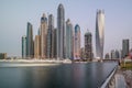 Beautiful view of Dubai Marina towers and buildings