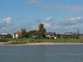 Beautiful view of Dutch houses on the side of Waal river in the city of Nijmegen, Netherlands