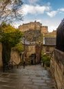 The beautiful view of Edinburgh Castle taken from Vennel Street staircase